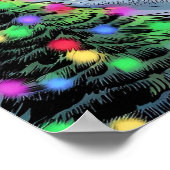 TRex snowboard op berg psychedelische kleuren Poster (Hoek)