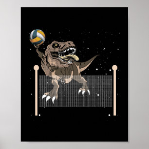 Trex Trex Dinosaurus Spelen Volleybal Sport Speler Poster