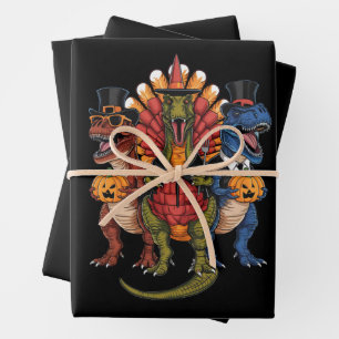 TRexgiving T-Rex Fijne Thanksgiving Dinosaurussen Inpakpapier Vel