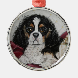Tri Cavalier King Charles Spaniel Kerstmis Metalen Ornament