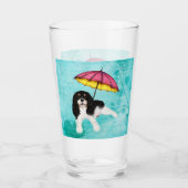 Tri Cavalier Spaniel en Umbrella Glas (Voorkant)