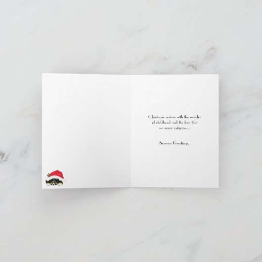 Tri chiot noir de Noël dans une carte de note de (Intérieur)