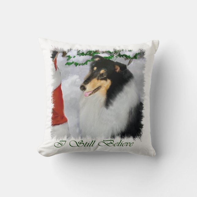 Tri Collie Kerstmis Kussen (Voorkant)