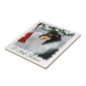 Tri Collie Kerstmis Tegeltje (Zijkant)