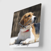 Tri-Color Beagle Vierkante Klok (Hoek)