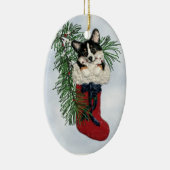 Tri-Color Corgi in het Ornament met kerststop (Rechts)
