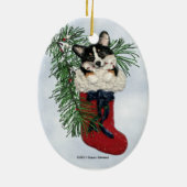 Tri-Color Corgi in het Ornament met kerststop (Achterkant)
