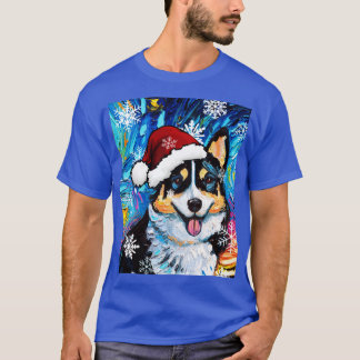 Tri Color Corgi Santa T-shirt