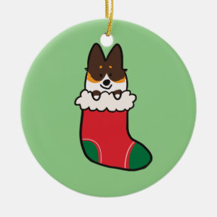 Tri-Color Corgi Stocking Ornament CorgiDingen