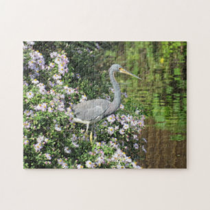 Tri-Color Heron, Wilde Flowers en reflecties Legpuzzel
