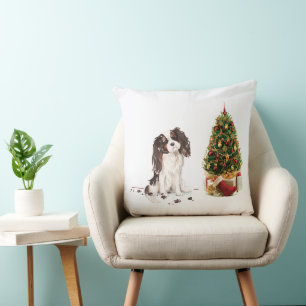 Tri-Color King Charles Spaniel Funny Kersthond Kussen