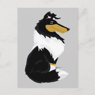 Tri-color Rough Collie Cartoon Briefkaart