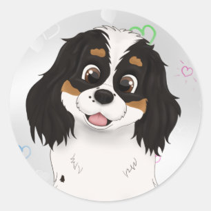 Tri Colored Cavalier King Charles Spaniel Ronde Sticker