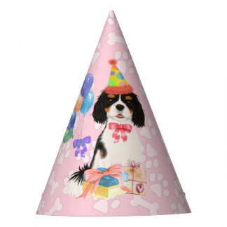 Tri Colored Cavalier Spaniel Birthday Feesthoedjes