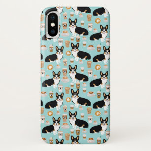 Tri Corgi Coffee - blauw iPhone X Hoesje