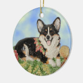 Tri Corgi dans le feuillage d'automne - ornement (Gauche)