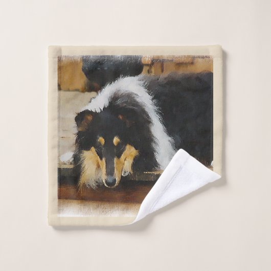 Tri Couleur Articulation Collie (Gant de toilette)