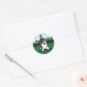 Tri Curious Corgi Classic Round Sticker (Enveloppe)