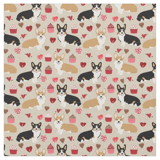 Tri et Red Corgi Valentines tissu (Fermer)