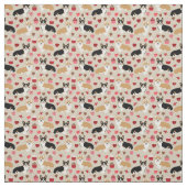 Tri et Red Corgi Valentines tissu (Échantillon)
