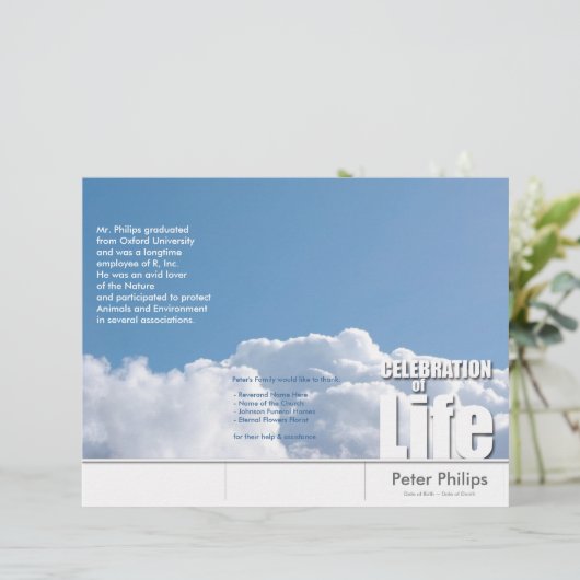 Tri-Fold Cloud Memorial Service Program Flyers (Debout devant)