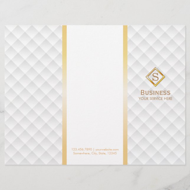 Tri-Fold Gold Diamond Monogram Modern Brochures (Voorkant)