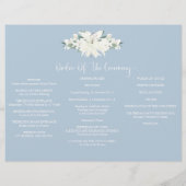 Tri-fold stoffige blauwe bloemenbruiloft programma flyer (Achterkant)