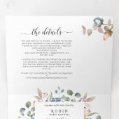 Tri-Fold Uitnodiging met RSVP "Blissful" Wedding (Binnenzijde eerst)