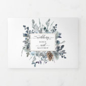 Tri-Fold Uitnodiging met RSVP Blue Floral Wedding (Cover)