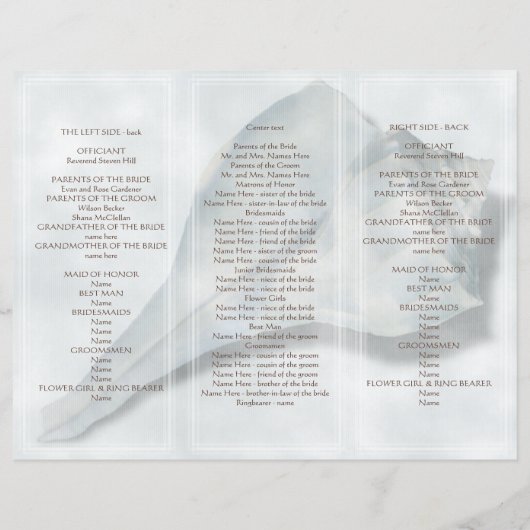 Tri-Fold Wedding Programme Big Whelk Shell (Achterkant)