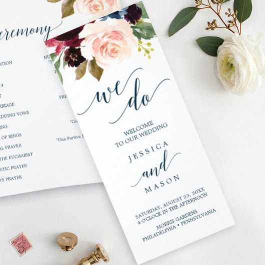 Tri-Fold Wedding Programme bij de Bourgogne Flyer