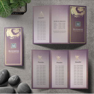 Tri-Fold Yoga Studio Brochure Paars Gold ZEN Sign