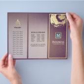Tri-Fold Yoga Studio Brochure Paars Gold ZEN Sign (Hand)