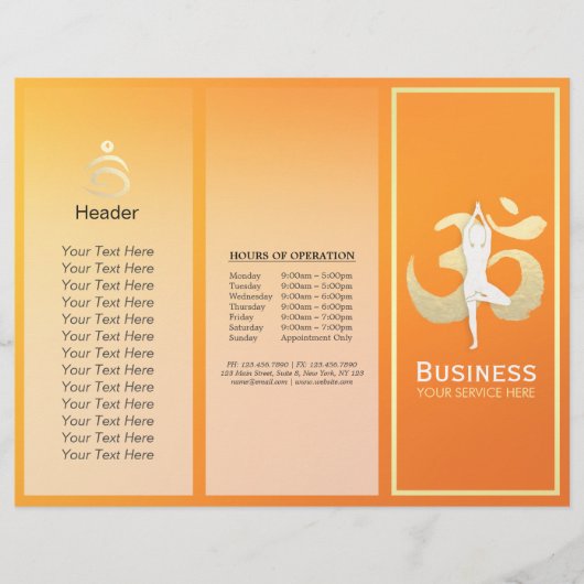 Tri-Fold Yoga Studio Brochures Meditation Pose Om (Voorkant)