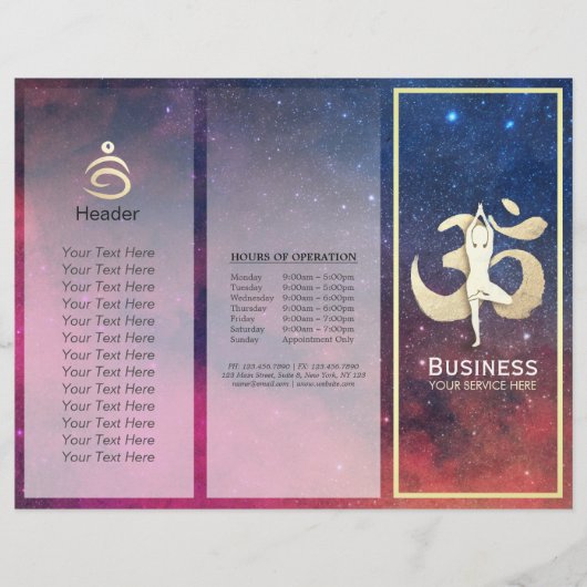 Tri-Fold Yoga Studio Brochures Meditation Pose Om (Voorkant)