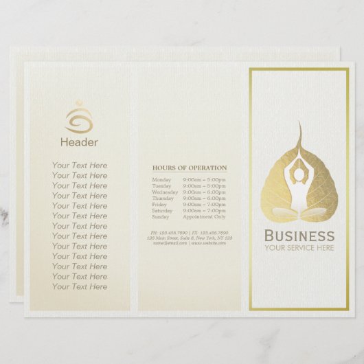 Tri-Fold Yoga Studio Brochures Meditation Studio (Voorkant / Achterkant)