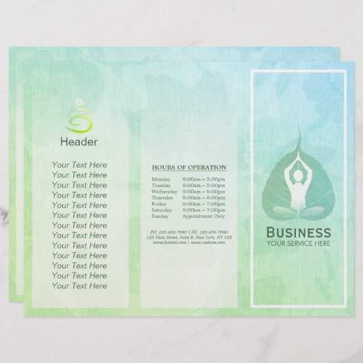 Tri-Fold Yoga Studio Brochures Meditation Studio (Voorkant / Achterkant)