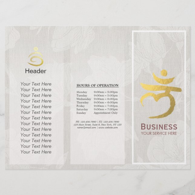 Tri-Fold Yoga Studio Brochures Root Chakra Mantra (Devant)