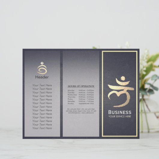 Tri-Fold Yoga Studio Brochures Root Chakra Mantra (Debout devant)