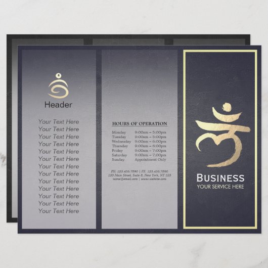 Tri-Fold Yoga Studio Brochures Root Chakra Mantra (Devant / Derrière)
