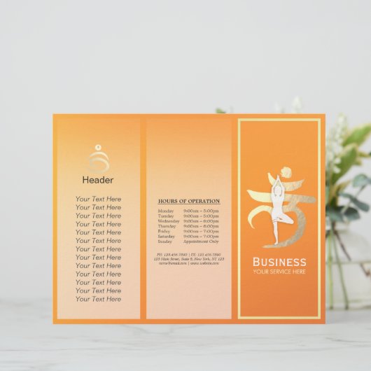 Tri-Fold Yoga Studio Brochures Root Chakra Mantra (Debout devant)