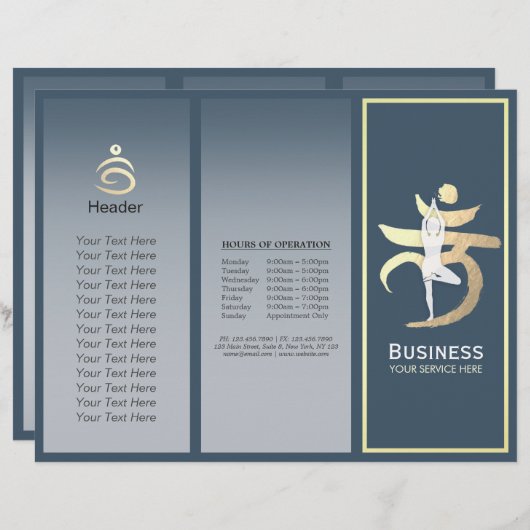 Tri-Fold Yoga Studio Brochures Root Chakra Mantra (Devant / Derrière)