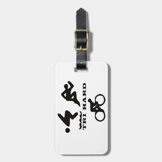 Tri Hard Triathlon geeft kleding en Accessoires Bagagelabel (Voorkant verticaal)