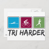 Tri Harder (Triathlon) Briefkaart (Voorkant / Achterkant)