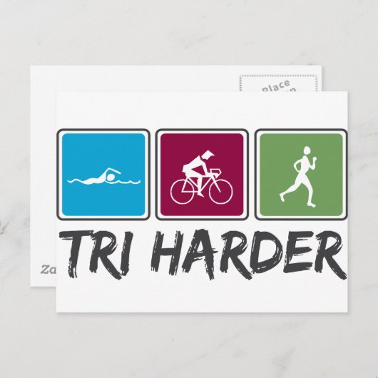 Tri Harder (Triathlon) Briefkaart (Voorkant / Achterkant)