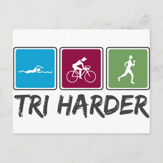 Tri Harder (Triathlon) Briefkaart (Voorkant)