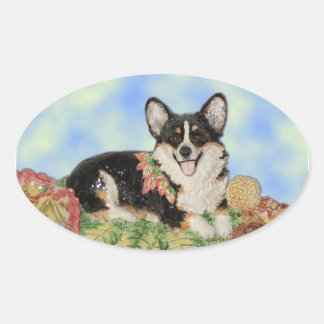 Tri-kleur Corgi in Herfst Foliage Stickers
