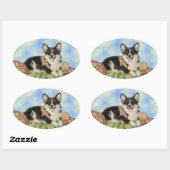 Tri-kleur Corgi in Herfst Foliage Stickers (Vel)