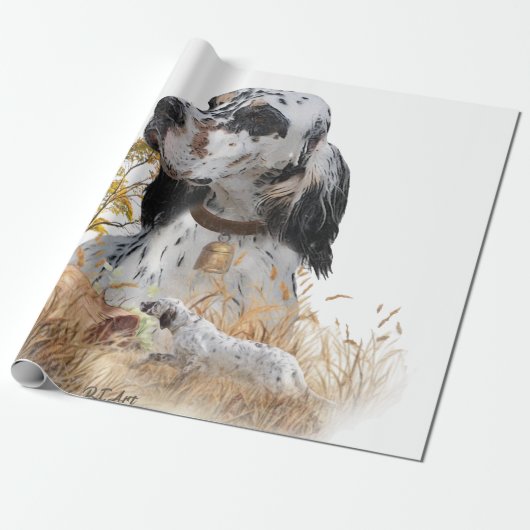 Tri Kleur Engels Setter Art, houtsnip jacht Cadeaupapier (Uitgerold)