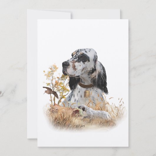 Tri Kleur Engels Setter Art, houtsnip jacht Kaart (Voorkant)